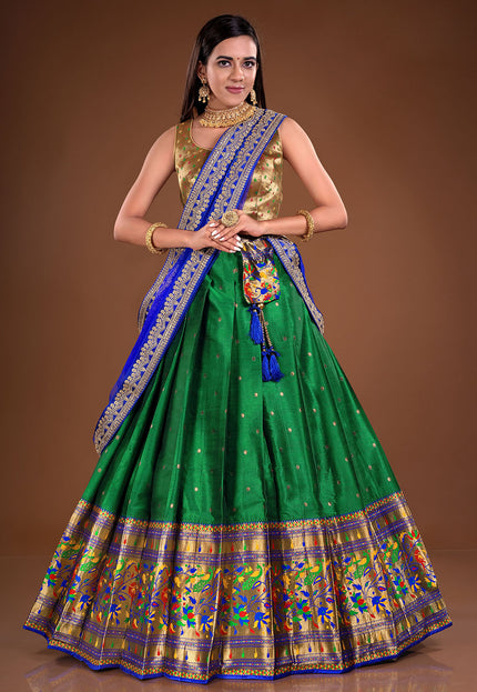 Green Banarasi Half Saree