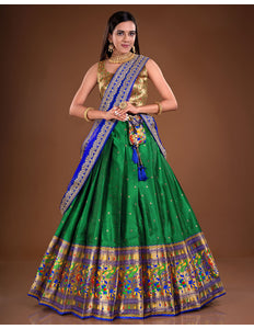 Green Banarasi Half Saree
