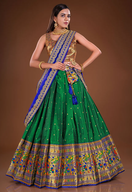 Green Banarasi Half Saree