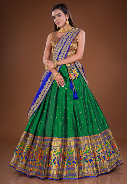 Green Banarasi Half Saree