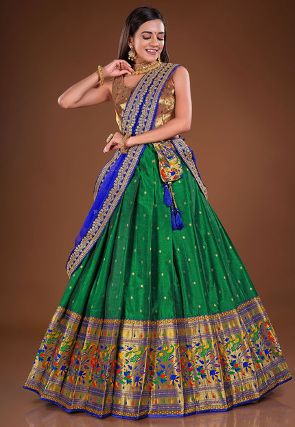 Green Banarasi Half Saree