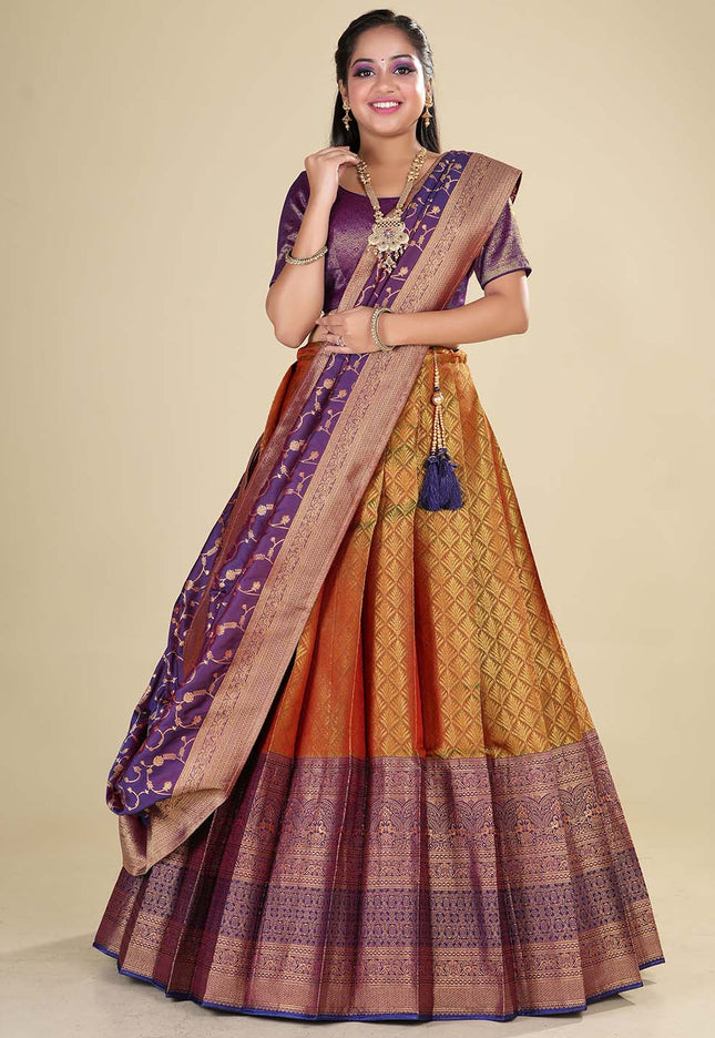 Purple Kanjivaram Half Saree