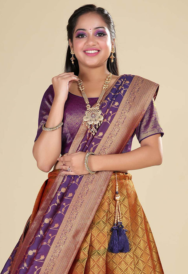 Purple Kanjivaram Half Saree