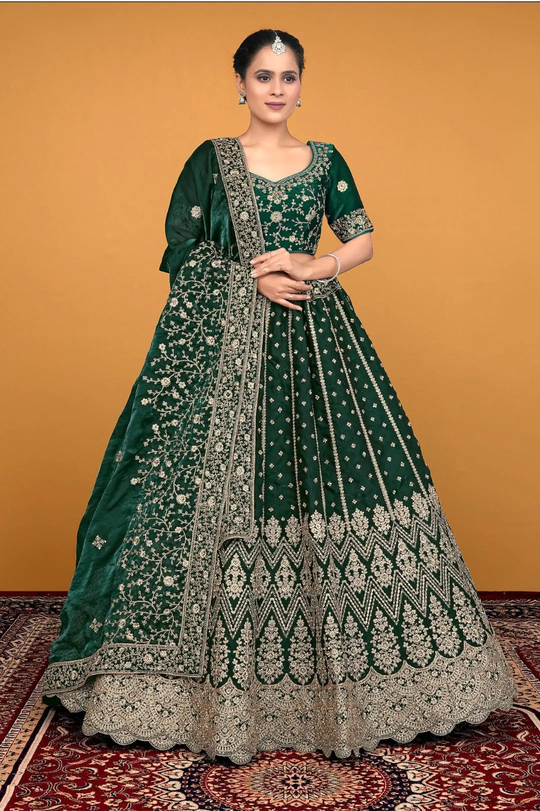 Green Fendy Fabric Lehenga Choli With Embroidery Work