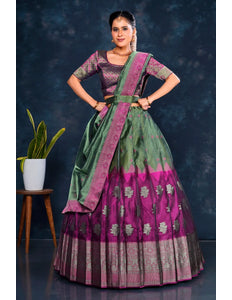 Green Tissue Silk Designer Lehenga Choli For Women
