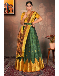 Green Tissue Silk Traditional Lehenga Choli for Women