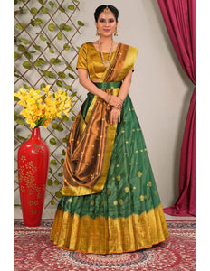 Green Tissue Silk Traditional Lehenga Choli for Women