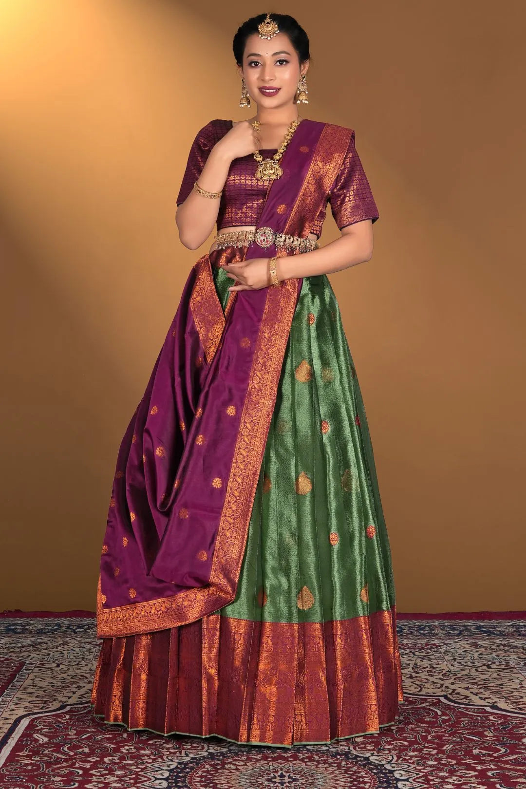 Green Tissue Silk Zari Work Lehenga Choli