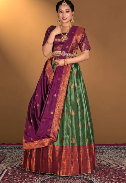 Green Tissue Silk Zari Work Lehenga Choli