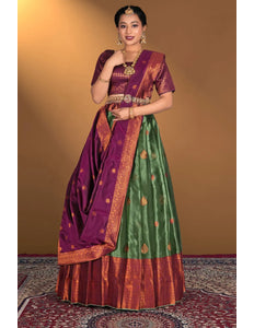 Green Tissue Silk Zari Work Lehenga Choli
