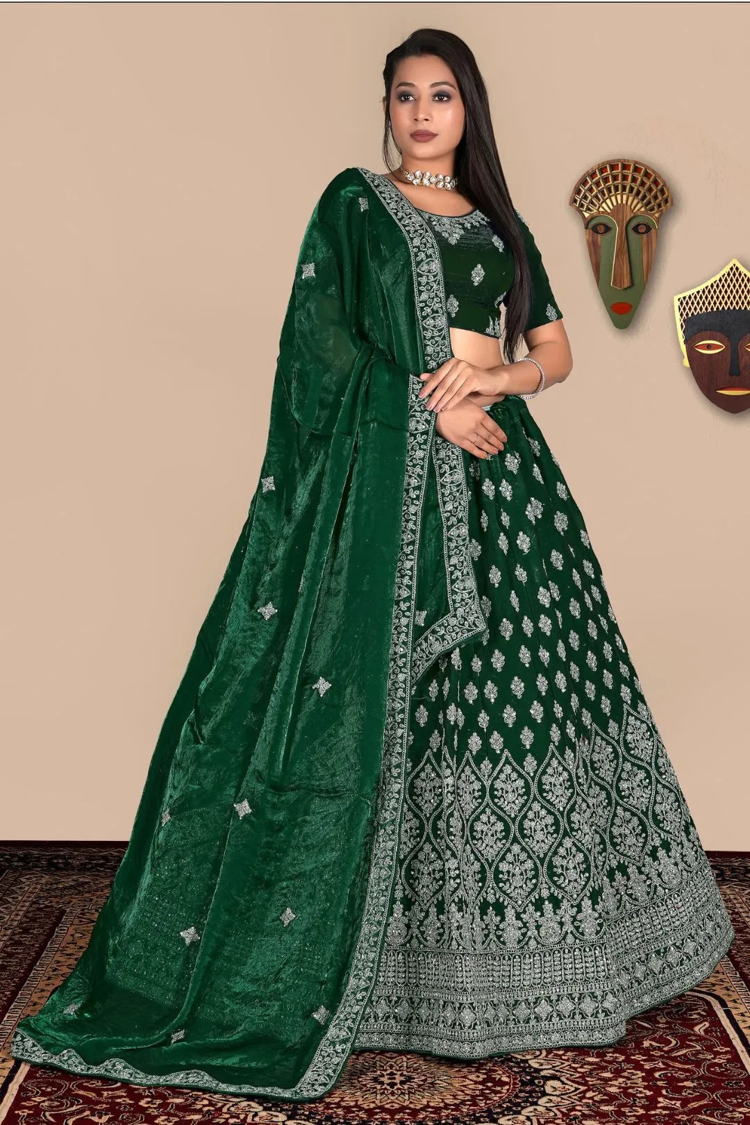 Green Traditional Fendy Silk Lehenga Choli