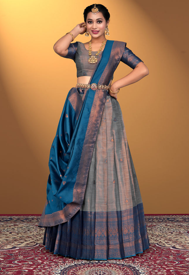 Woman wearing a traditional lehenga choli