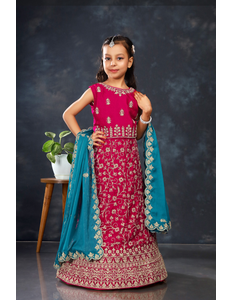 Young girl in a traditional kids' readymade lehenga for girls