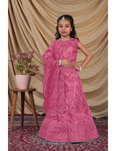 Young girl in a Rani Colour Kids Readymade Lehenga for Girls.