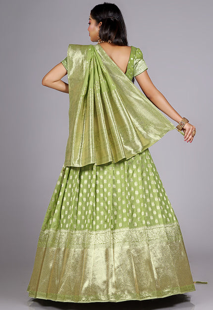 Pista Banarasi silk Lehenga