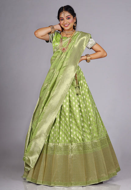 Pista Banarasi silk Lehenga