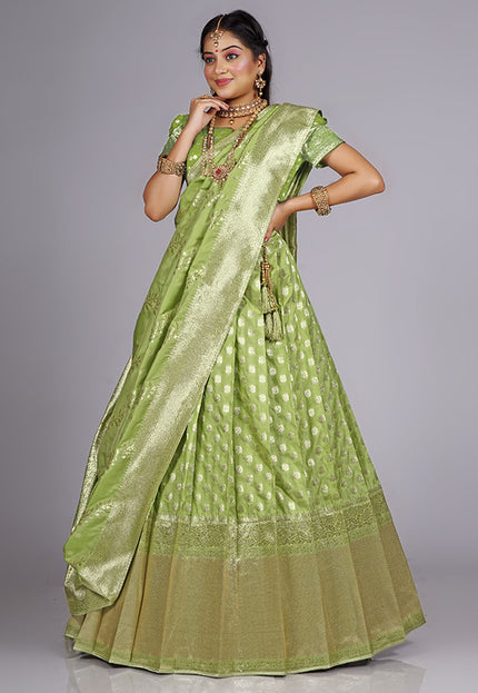 Pista Banarasi silk Lehenga