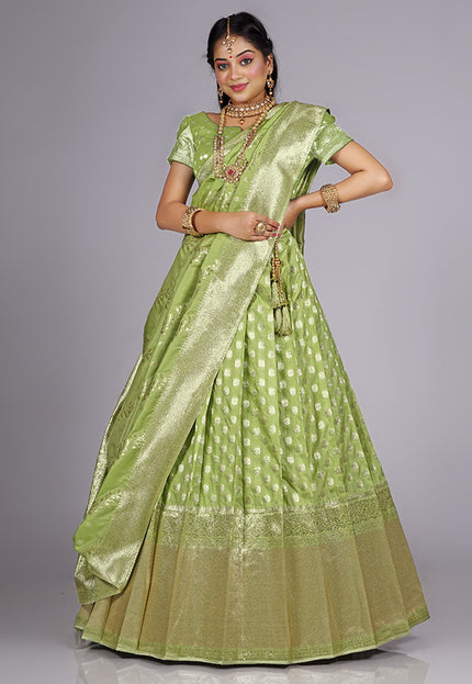 Pista Banarasi silk Lehenga