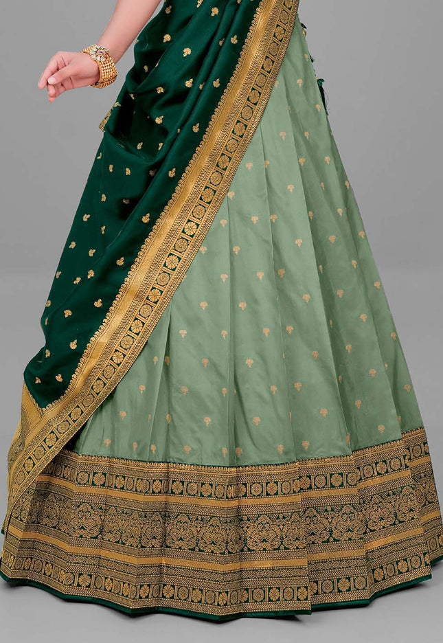 Sea Green Banarasi Silk Lehenga