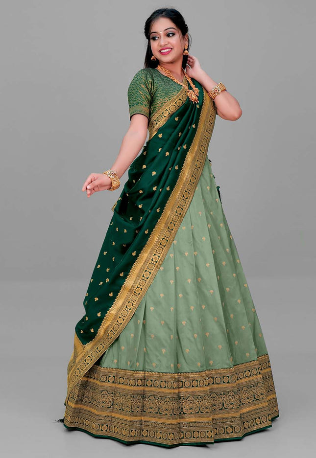 Sea Green Banarasi Silk Lehenga