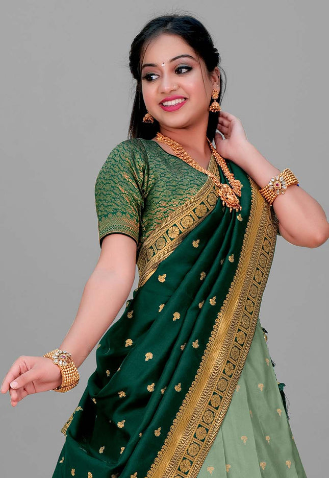 Sea Green Banarasi Silk Lehenga
