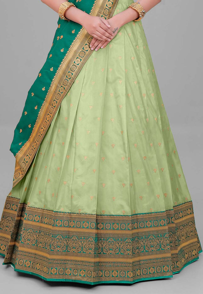 Sea Green Banarasi Silk Lehenga 