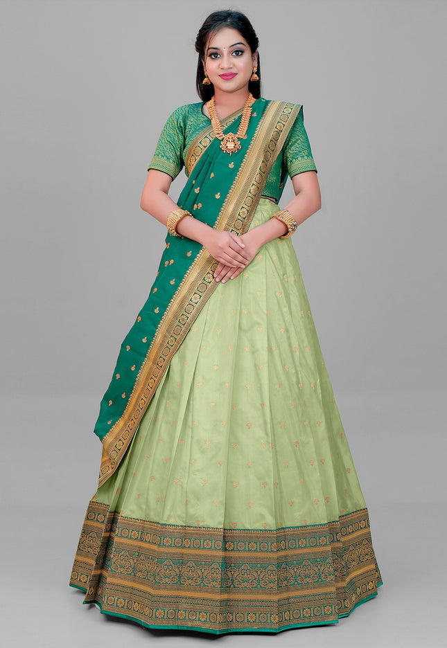 Sea Green Banarasi Silk Lehenga 