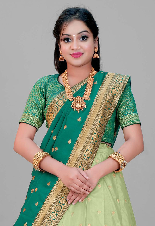 Sea Green Banarasi Silk Lehenga 