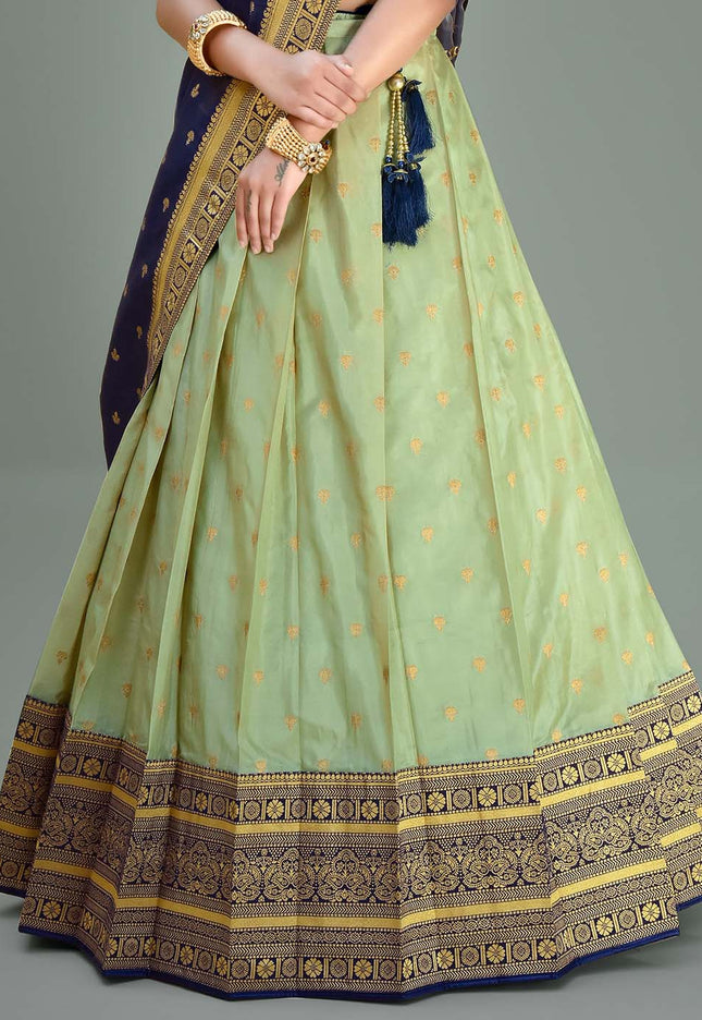 Sea Green Banarasi Silk Lehenga