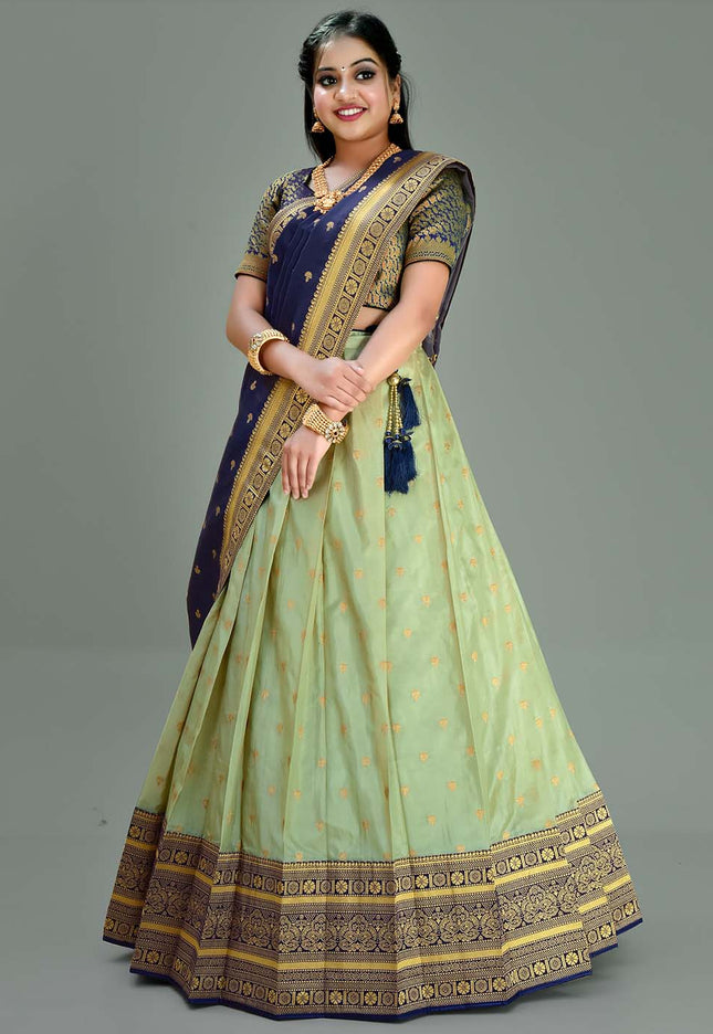 Sea Green Banarasi Silk Lehenga