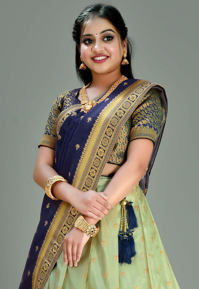 Sea Green Banarasi Silk Lehenga