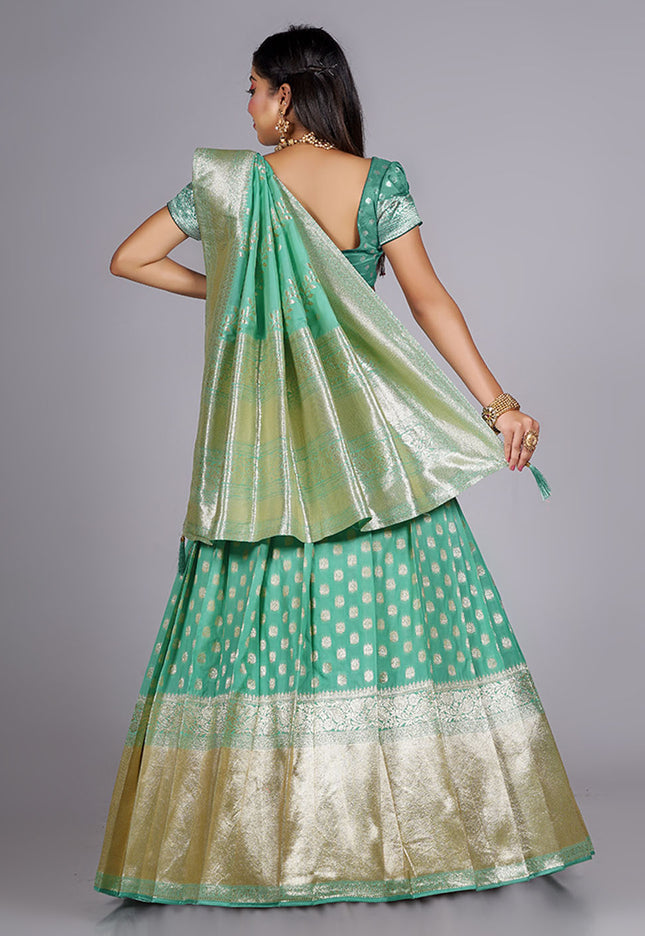 Sea Green Banarasi Lehenga