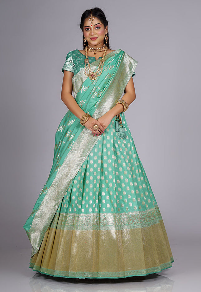 Sea Green Banarasi Lehenga