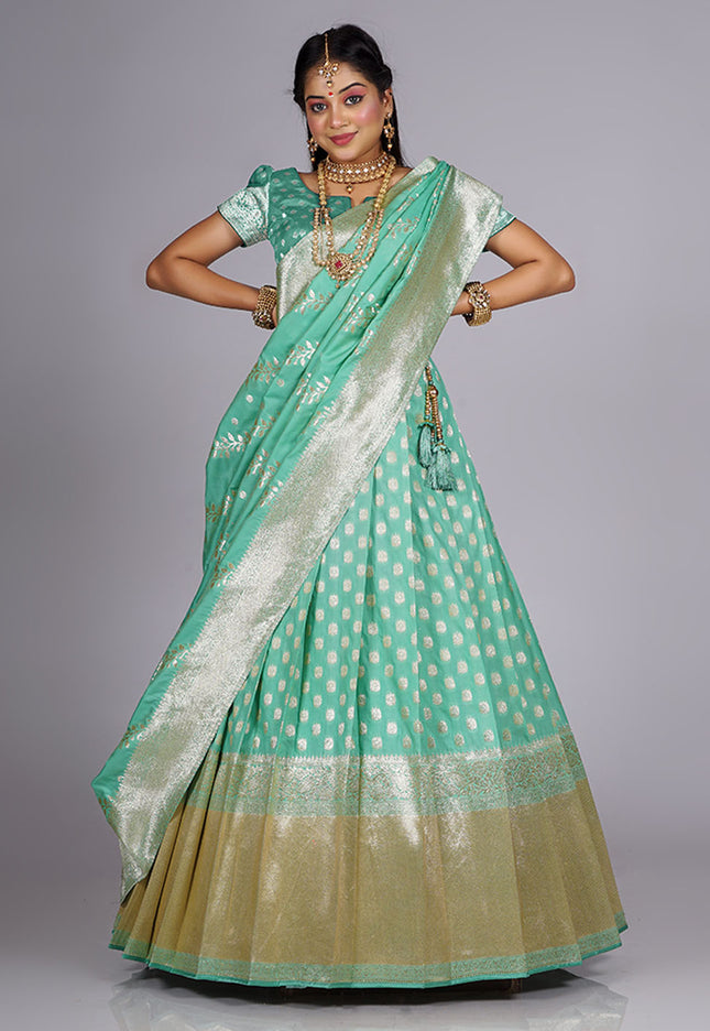 Sea Green Banarasi Lehenga