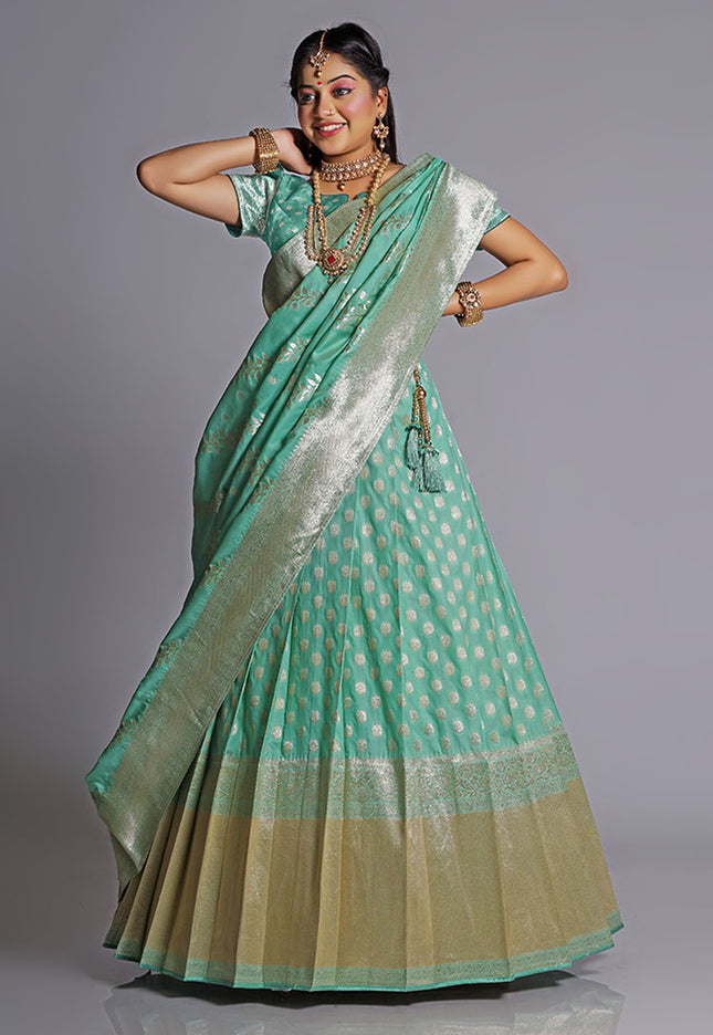 Sea Green Banarasi Lehenga