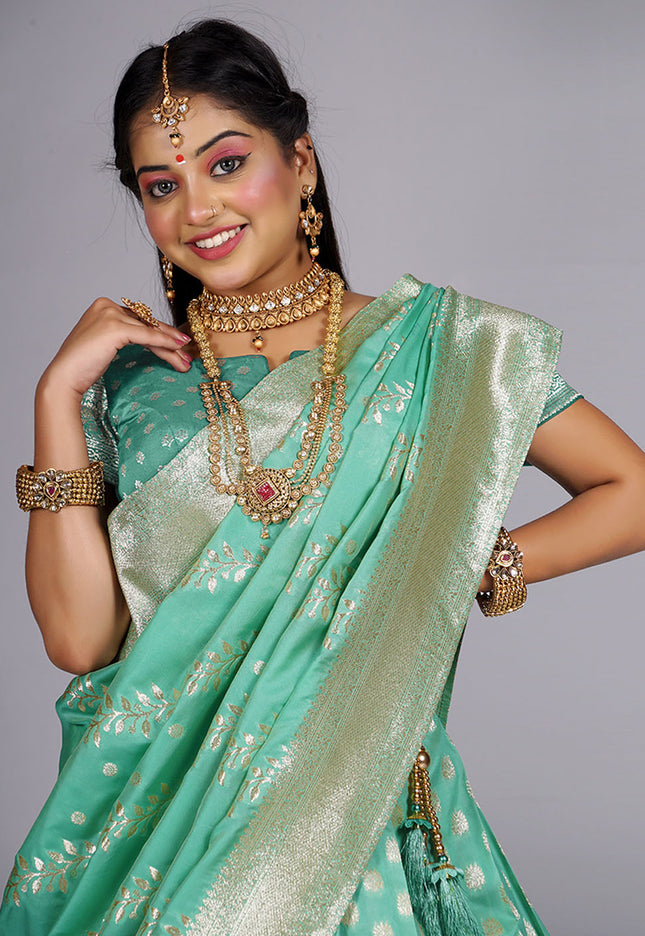 Sea Green Banarasi Lehenga