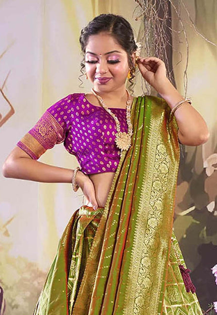 Mehendi Traditional Banarasi Lehenga