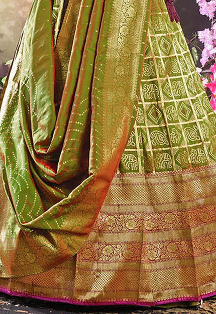 Mehendi Traditional Banarasi Lehenga