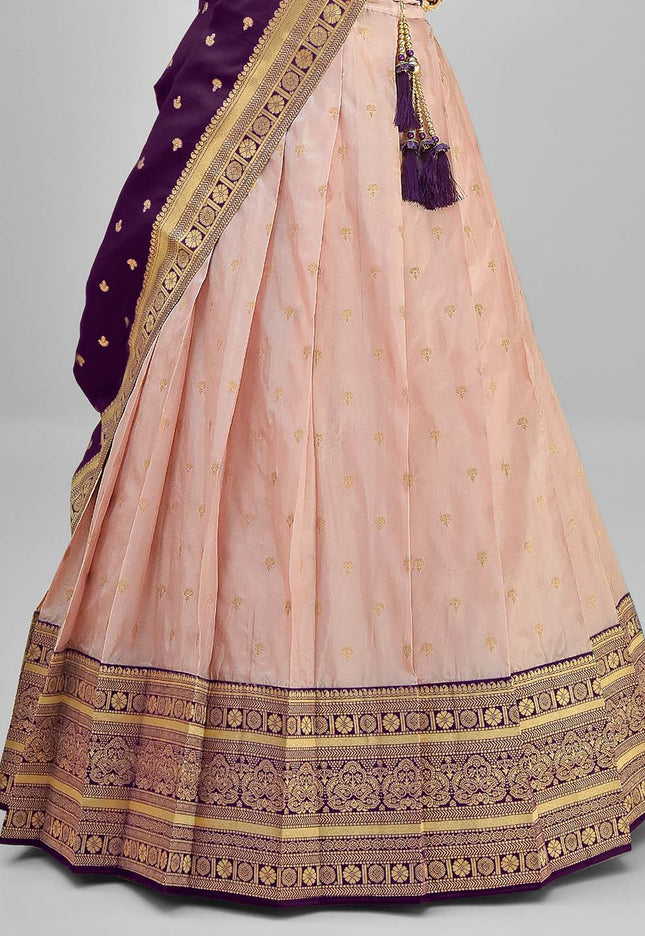 Light Pink Banarasi Silk Lehenga