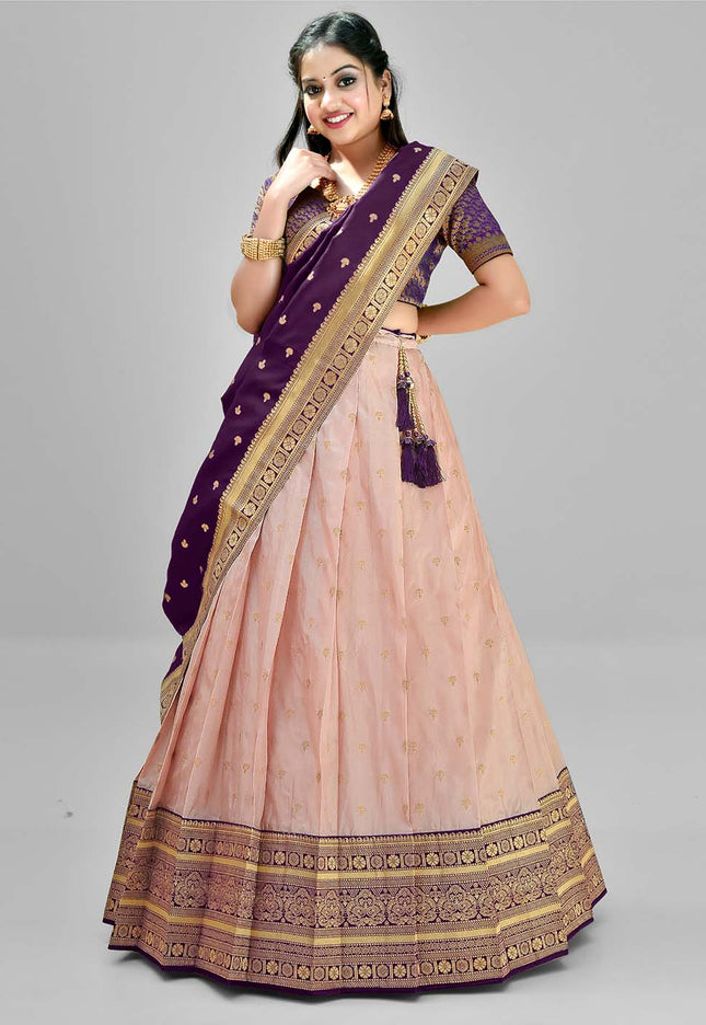 Light Pink Banarasi Silk Lehenga