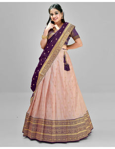 Light Pink Banarasi Silk Lehenga
