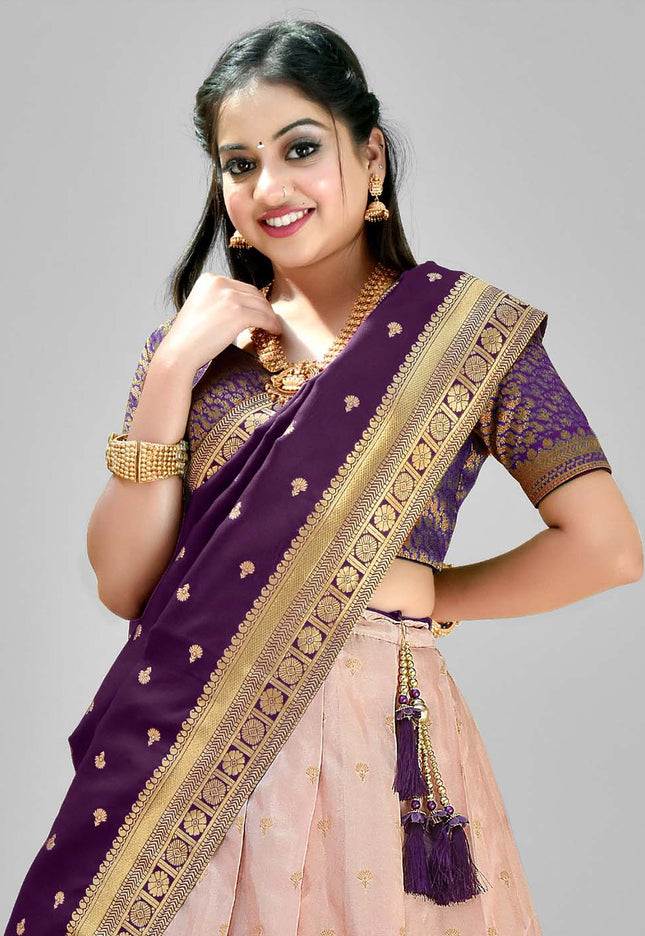 Light Pink Banarasi Silk Lehenga