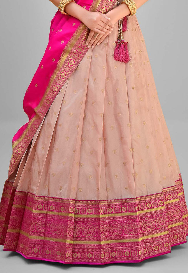Light Pink Banarasi Silk Lehenga
