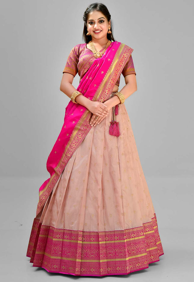 Light Pink Banarasi Silk Lehenga
