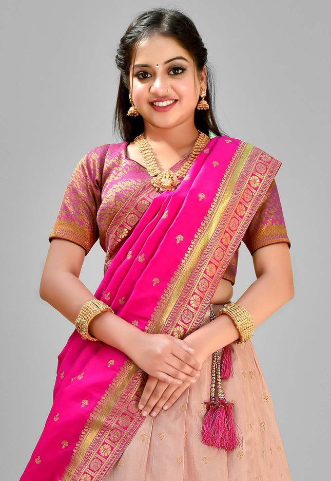 Light Pink Banarasi Silk Lehenga