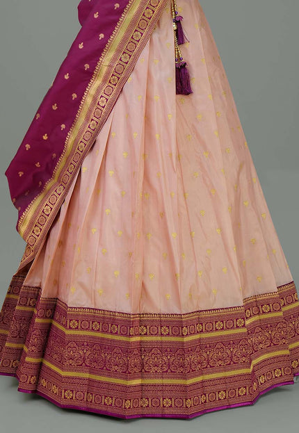 Light Pink Banarasi Silk Lehenga