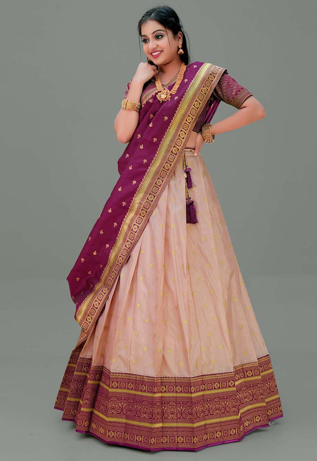 Light Pink Banarasi Silk Lehenga