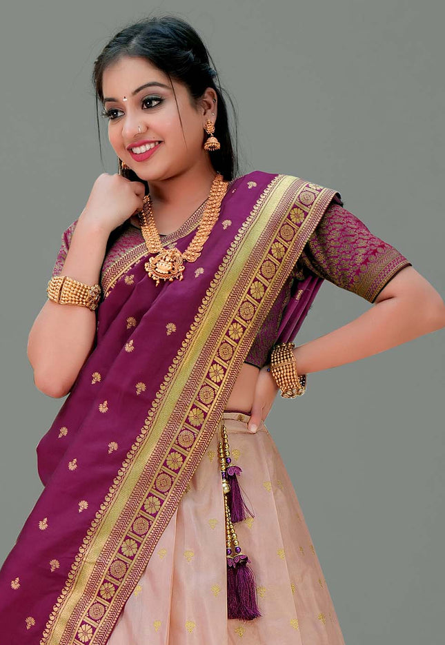 Light Pink Banarasi Silk Lehenga