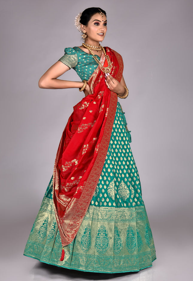 Rama Banarasi Half Saree
