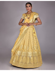 Yellow Banarasi Half Saree